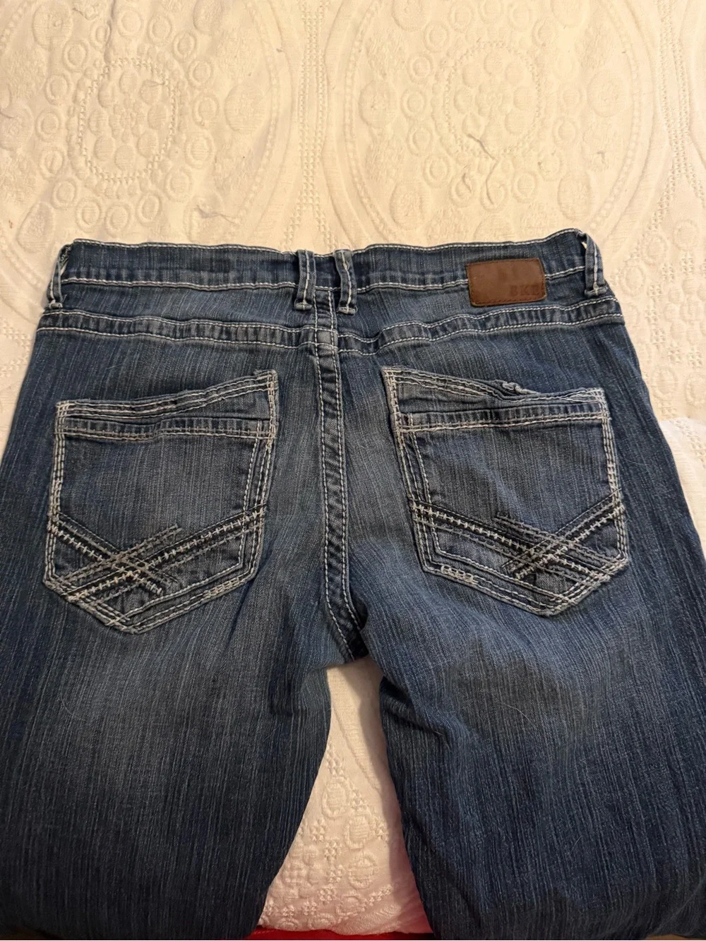 BKE Men's Dark Blue Slim Straight Jeans